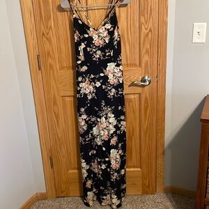 Women’s Strappy Maxi Dress - Navy Floral